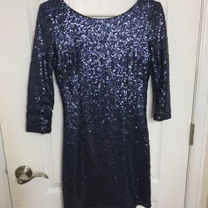 Navy full sequin short dress